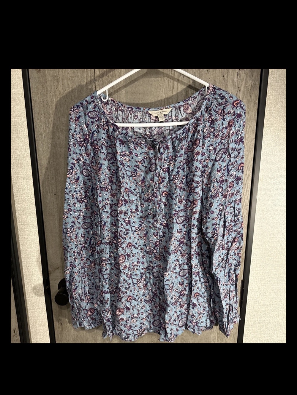 Lucky Brand Light Blue Paisley Peasant Tunic